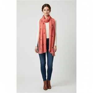 Embroidered Peach Sea Shell Scarf